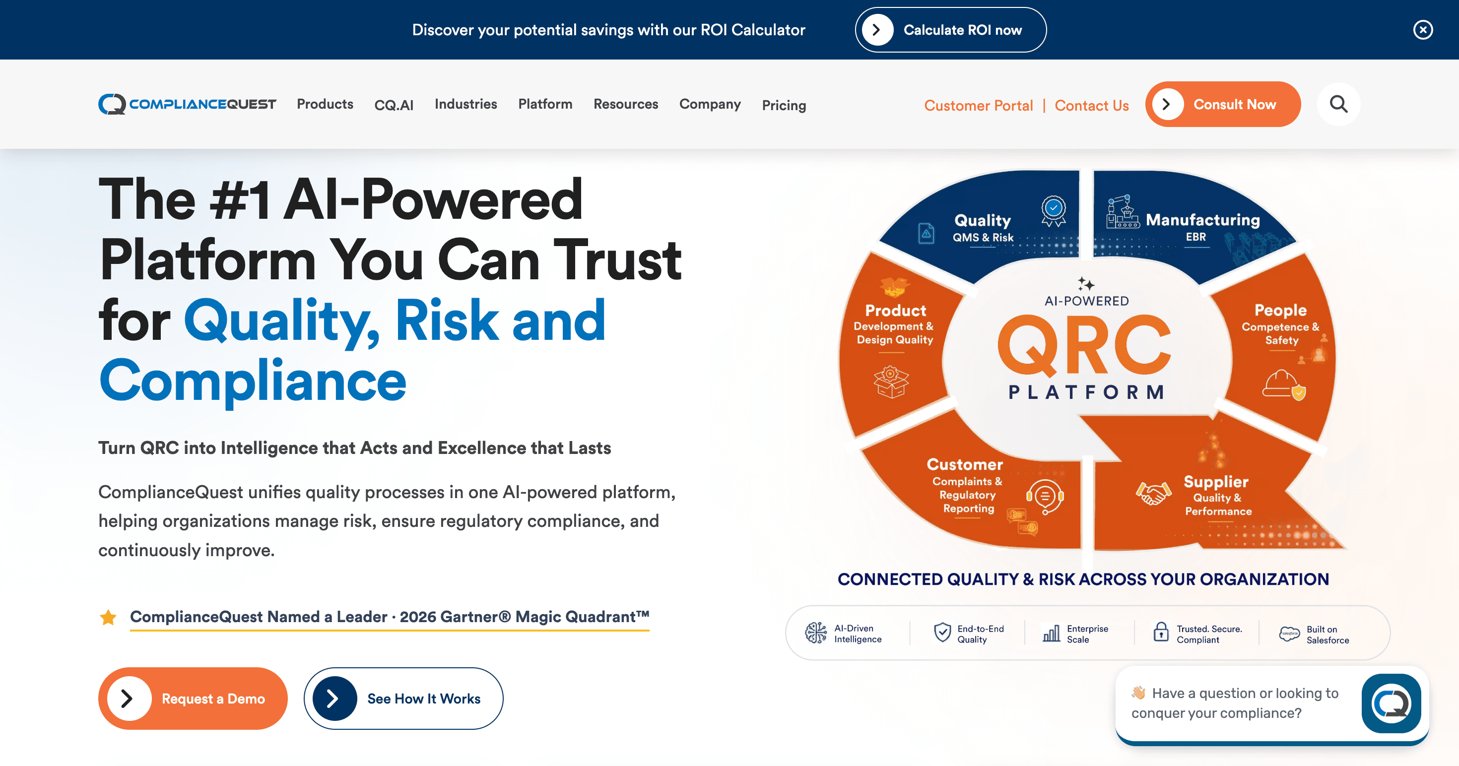 ComplianceQuest enterprise quality and compliance management website homepage